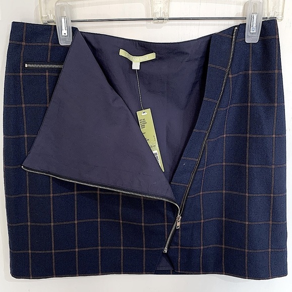 Nwt Gianni Bini Navy Windowpane Check Skirt Sz L - Picture 2 of 9